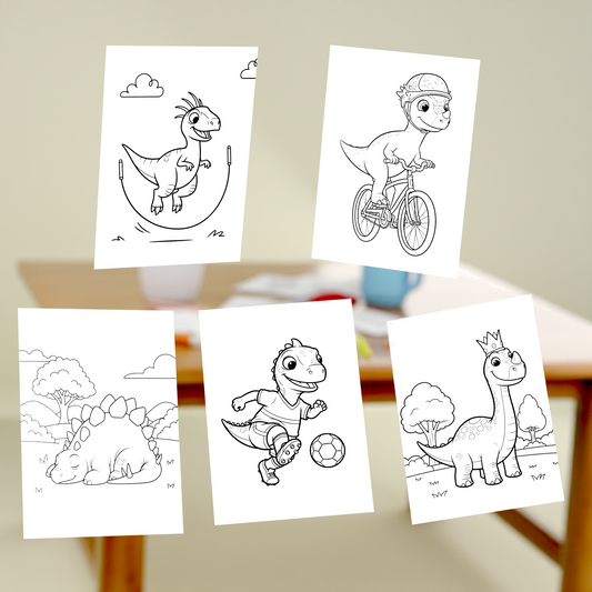 75 Dinosaurer – Fargeleggingsark for barn (PDF)