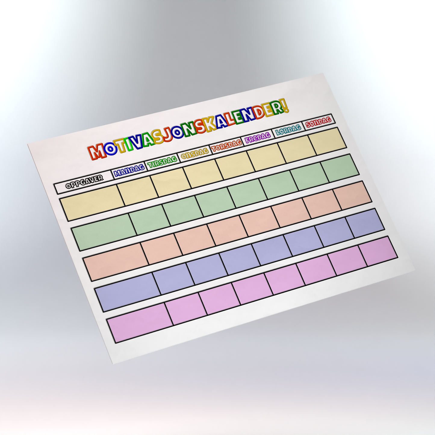 Motivasjonskalender – Fargerik ukeplan for hele familien