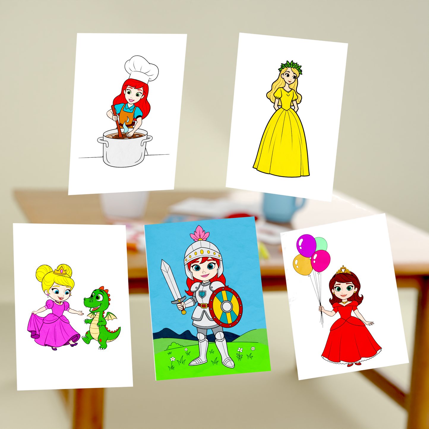 30 Prinsesser – Fargeleggingsark for Barn (PDF)