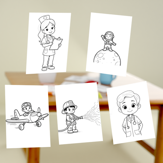 40 Yrker – Fargeleggingsark for Barn (PDF)