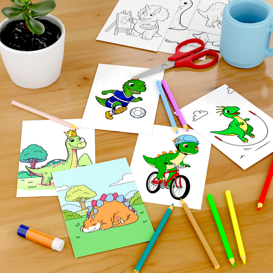 75 Dinosaurer – Fargeleggingsark for barn (PDF)