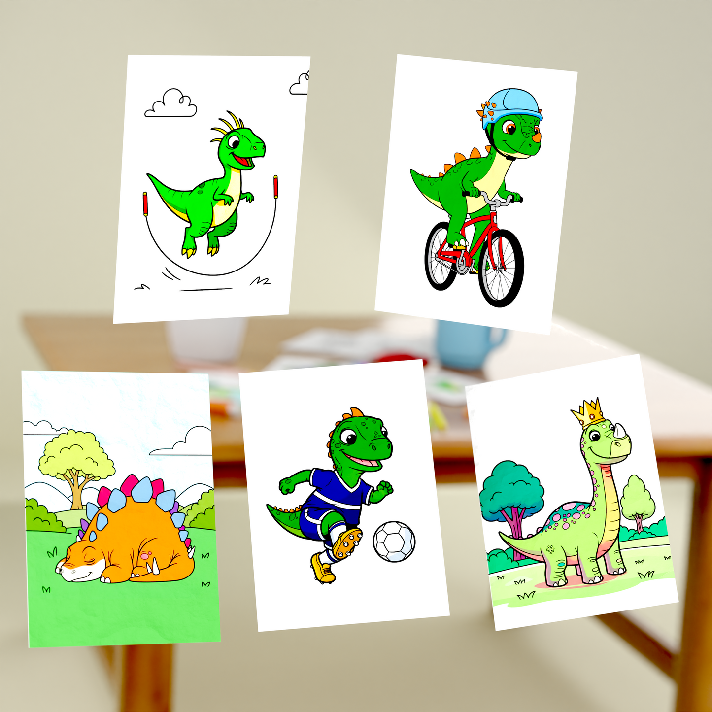 75 Dinosaurer – Fargeleggingsark for barn (PDF)