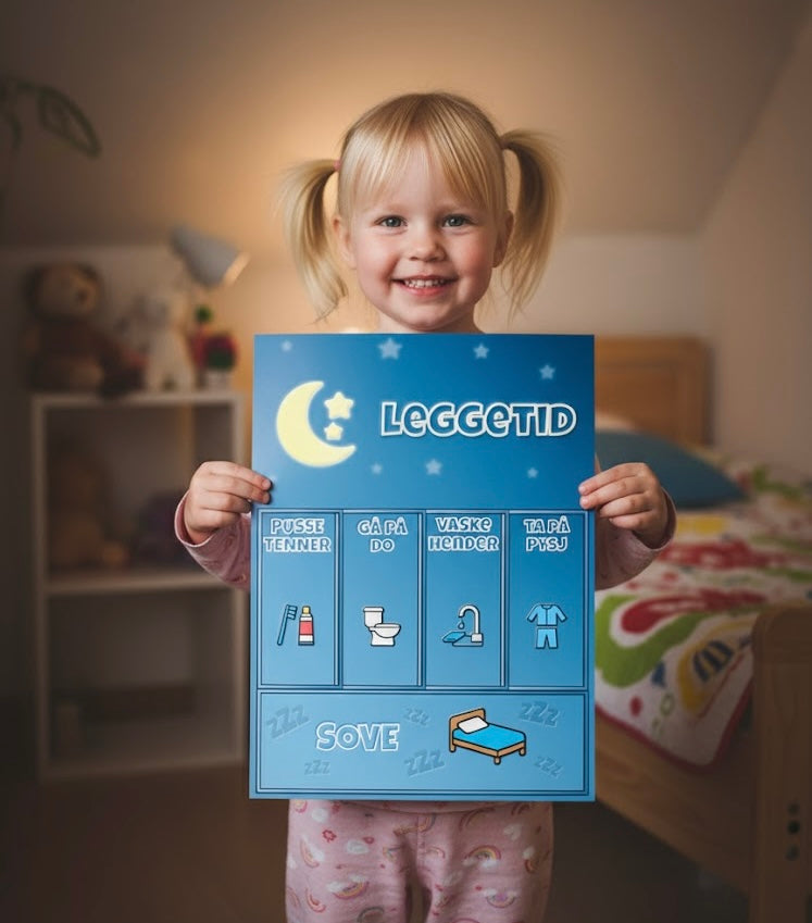 Leggetid – Visuell rutineoversikt for gode kvelder